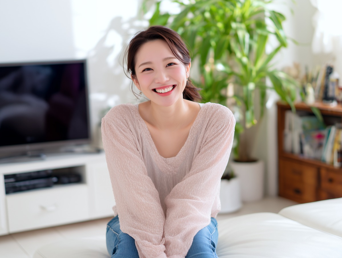 顎関節症を治療した笑顔の女性